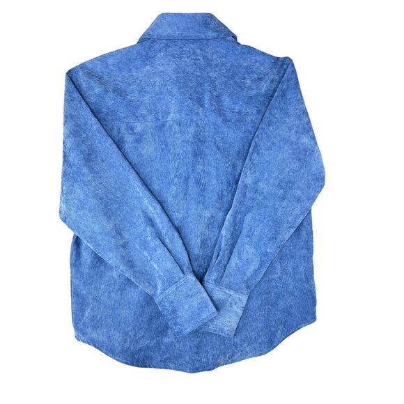 Zara Fine-Waled Corduroy Oversized Blue Button-Up Shirt With Pocket Size XS - Picture 14 of 16